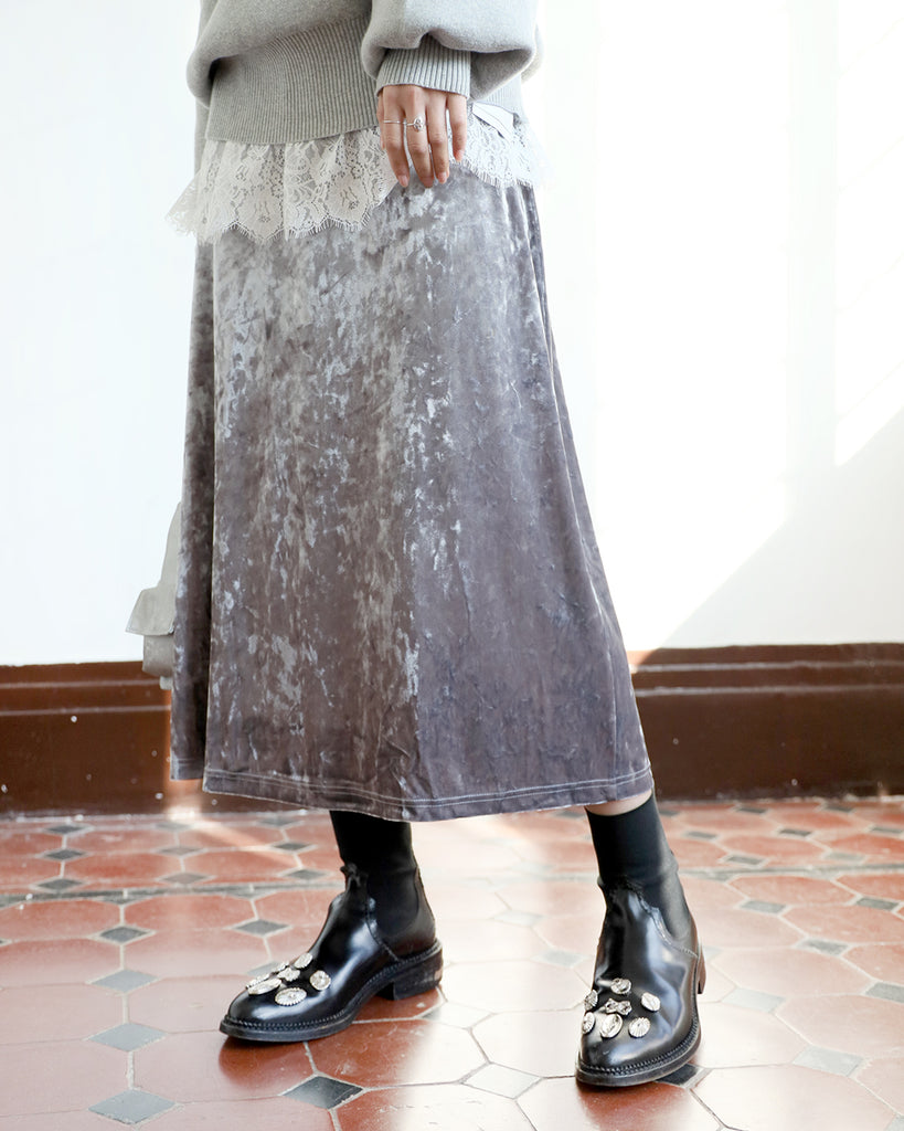 Brushed Velvet Skirt (3-color)