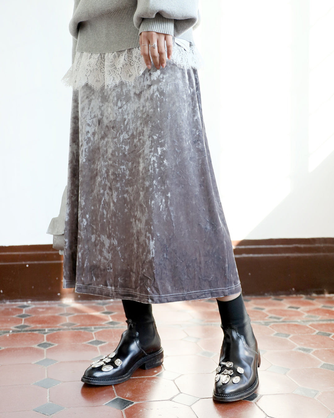 Brushed Velvet Skirt (3-color)