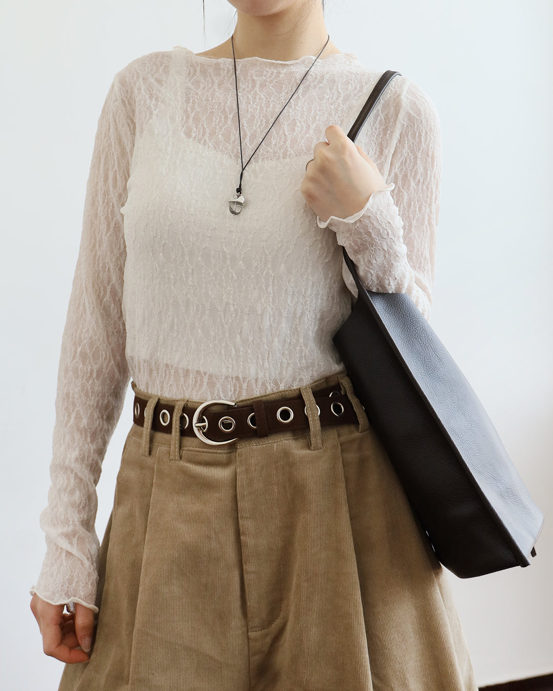 Clear Bead Long Cord Necklace