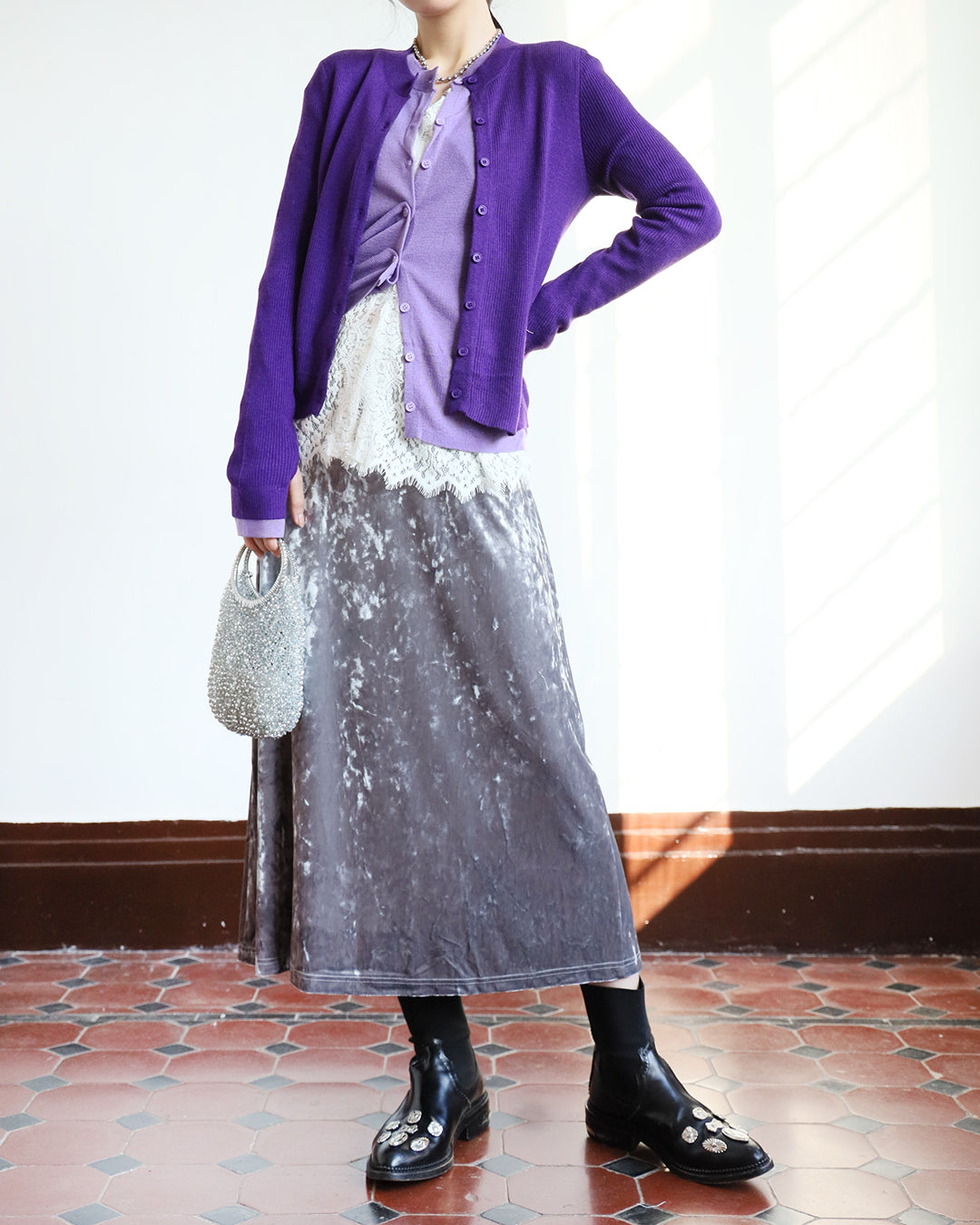 Brushed Velvet Skirt (3-color)