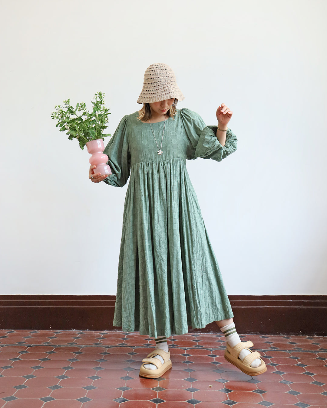 Floral Texture Fabric Dress