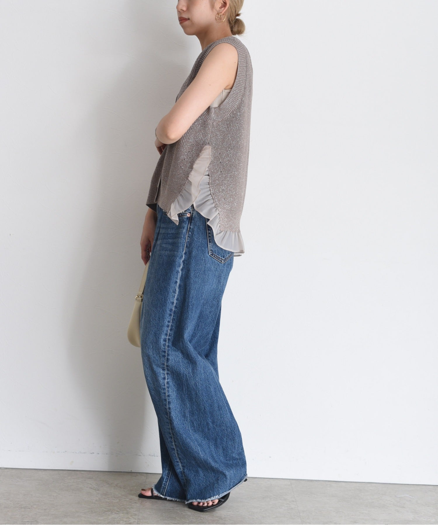 JAPAN BRAND - Metallic Mesh Trim Knitted Vest (3 Colors)