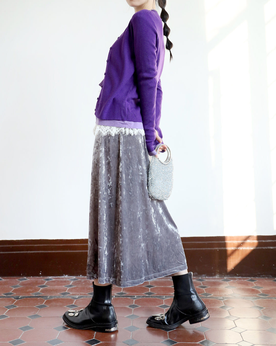 Brushed Velvet Skirt (3-color)