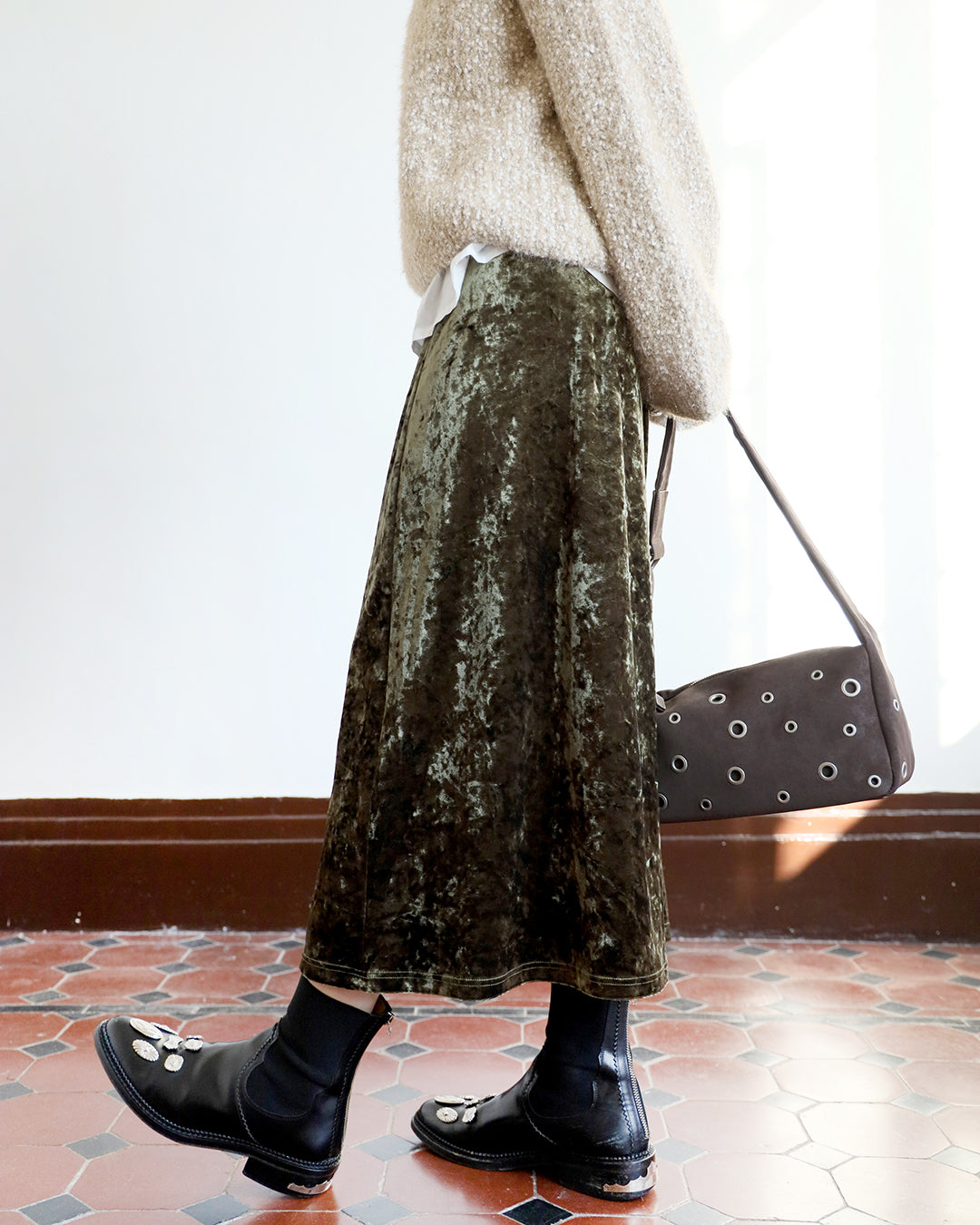 Brushed Velvet Skirt (3-color)