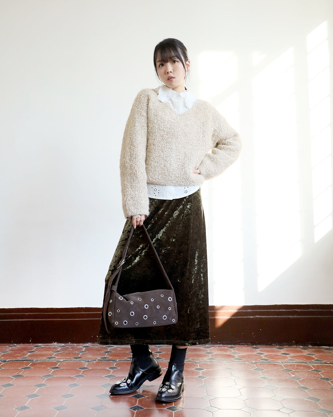 Brushed Velvet Skirt (3-color)