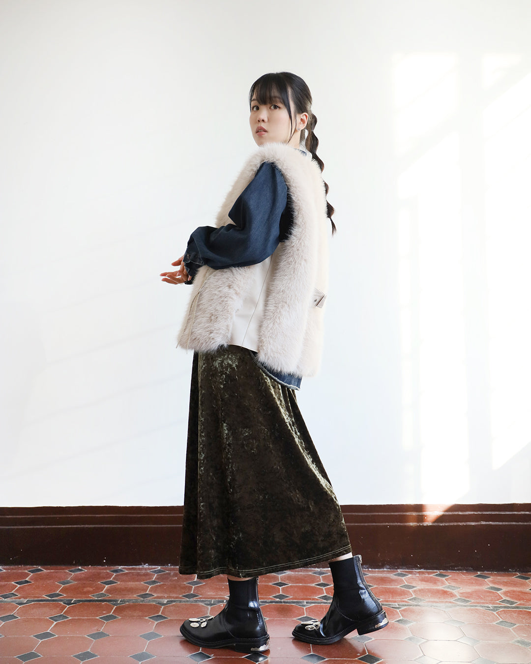 Brushed Velvet Skirt (3-color)