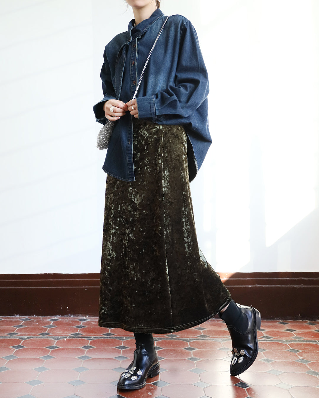 Brushed Velvet Skirt (3-color)