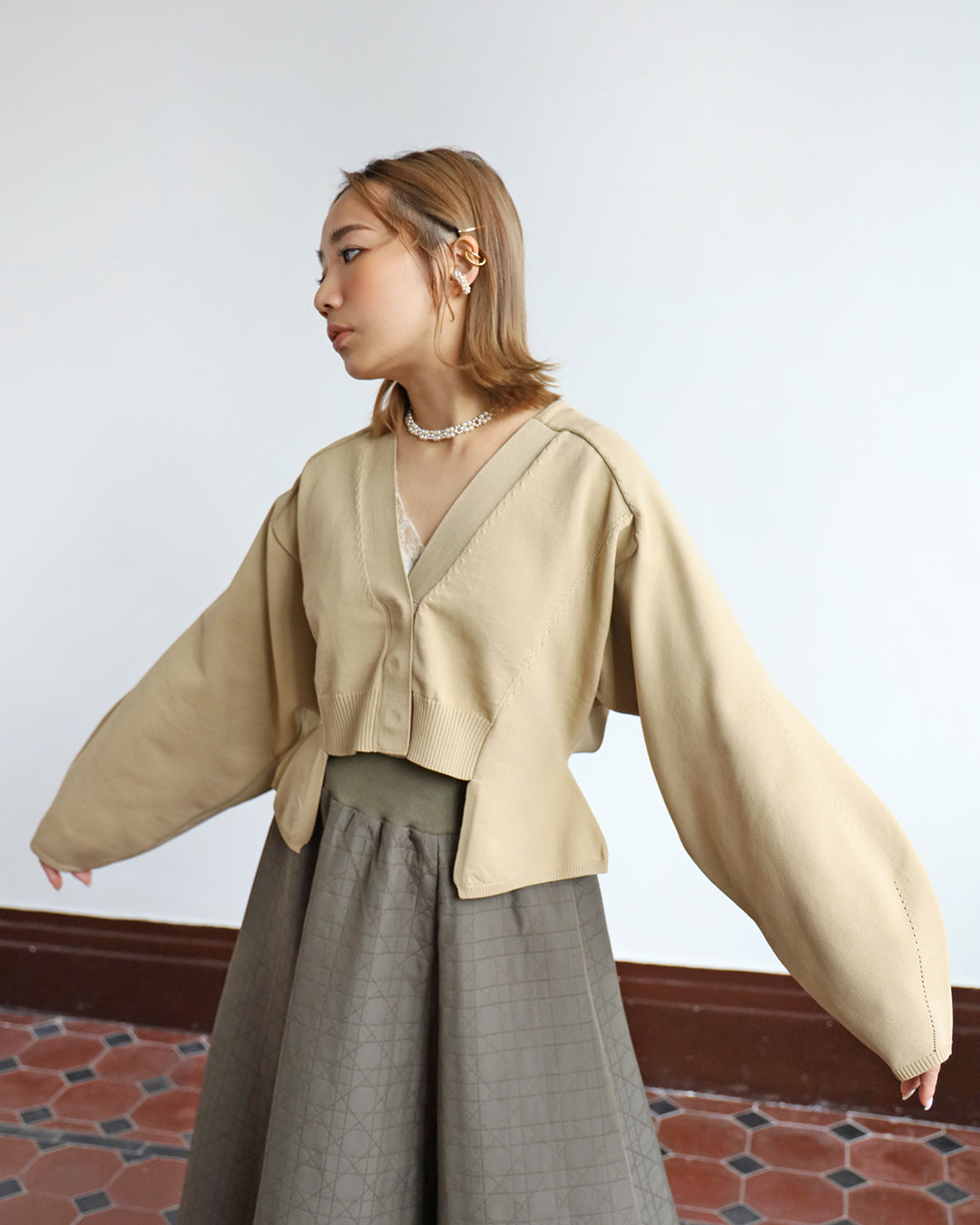 Bubble Sleeves Cardigan (2 color)