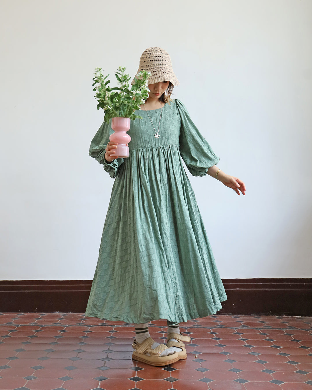 Floral Texture Fabric Dress