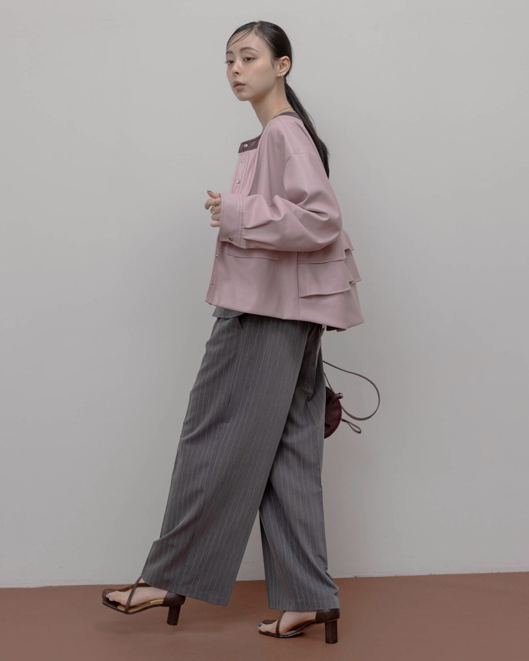 Faux Leather Ruffle Layer Jacket (3 Colors)
