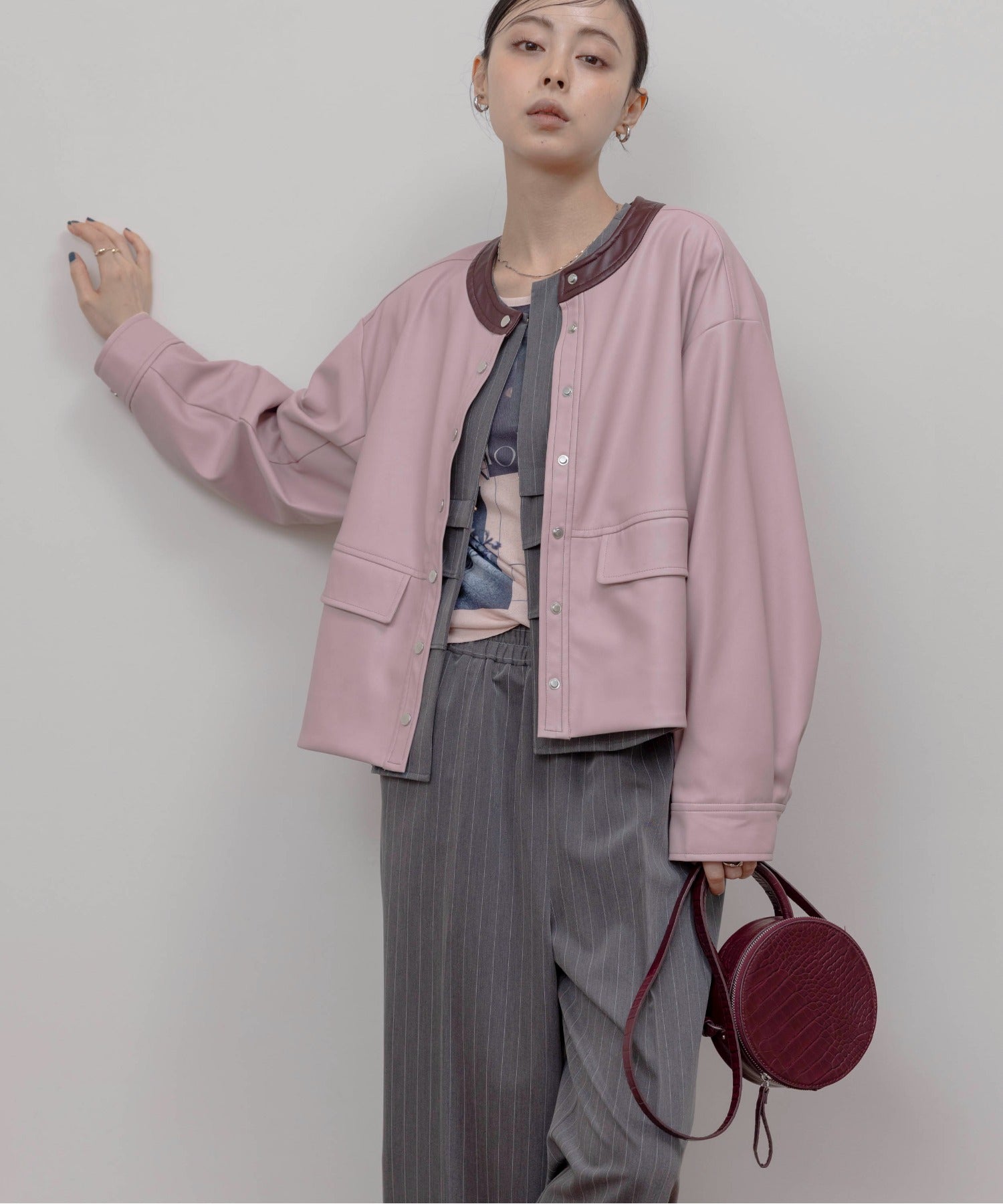 Faux Leather Ruffle Layer Jacket (3 Colors)