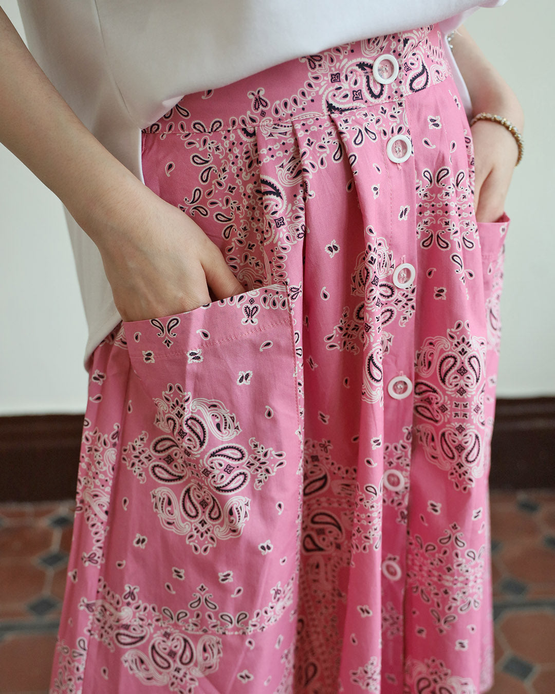 Button Through Bandana Skirt (2 color)