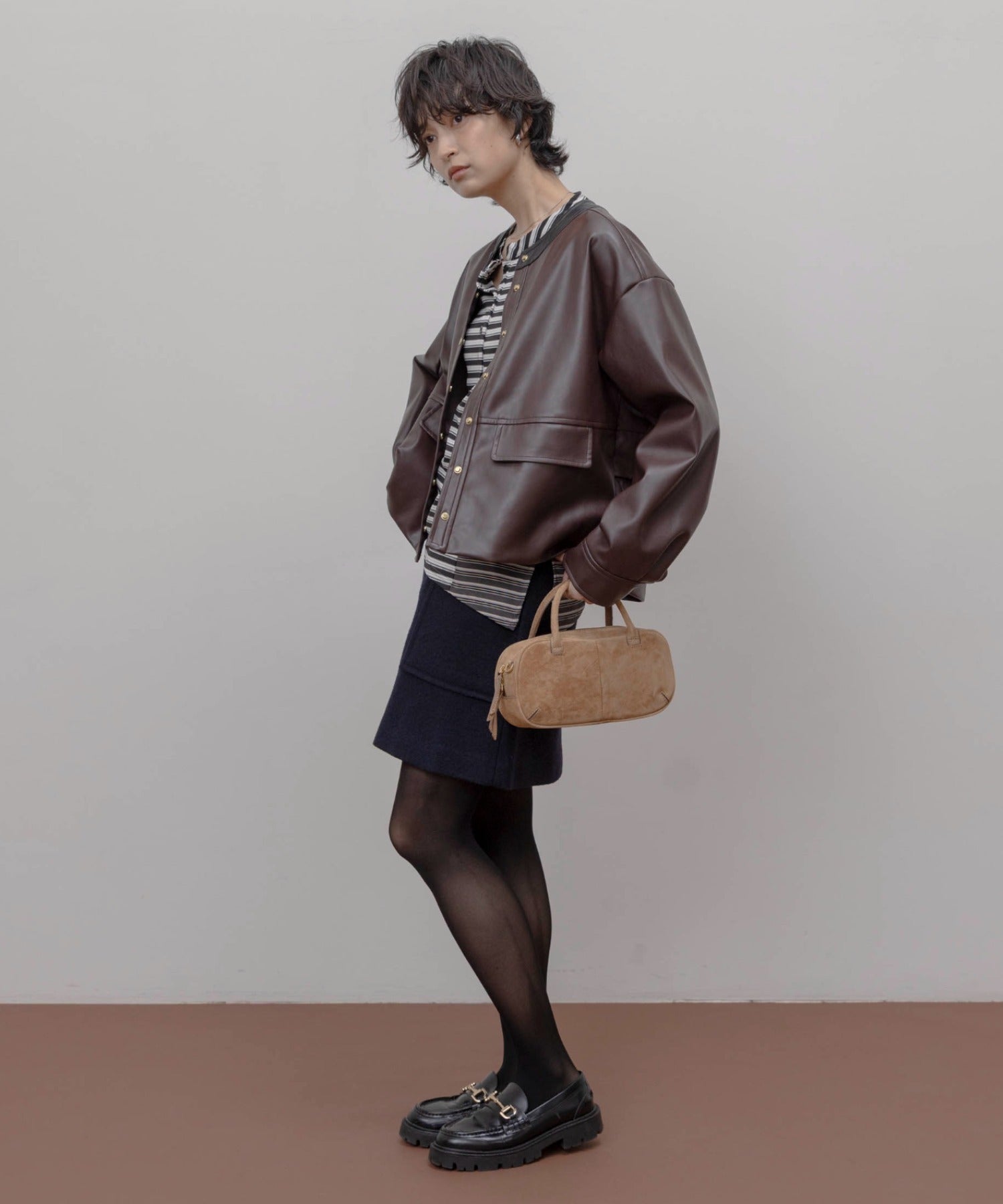 Faux Leather Ruffle Layer Jacket (3 Colors)