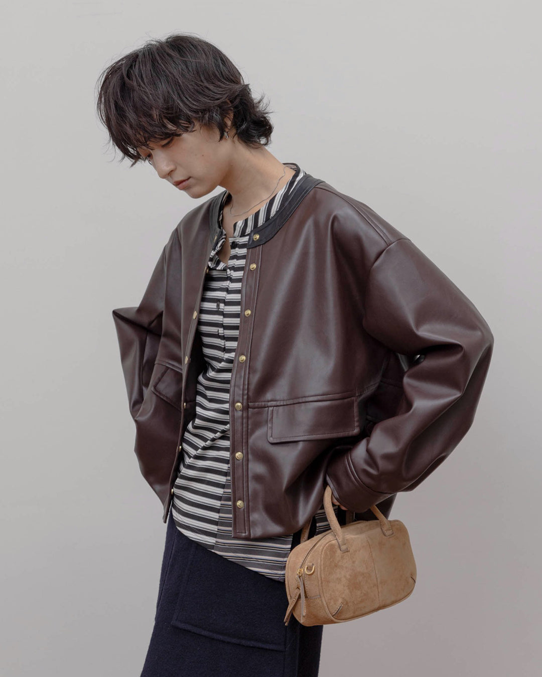 Faux Leather Ruffle Layer Jacket (3 Colors)