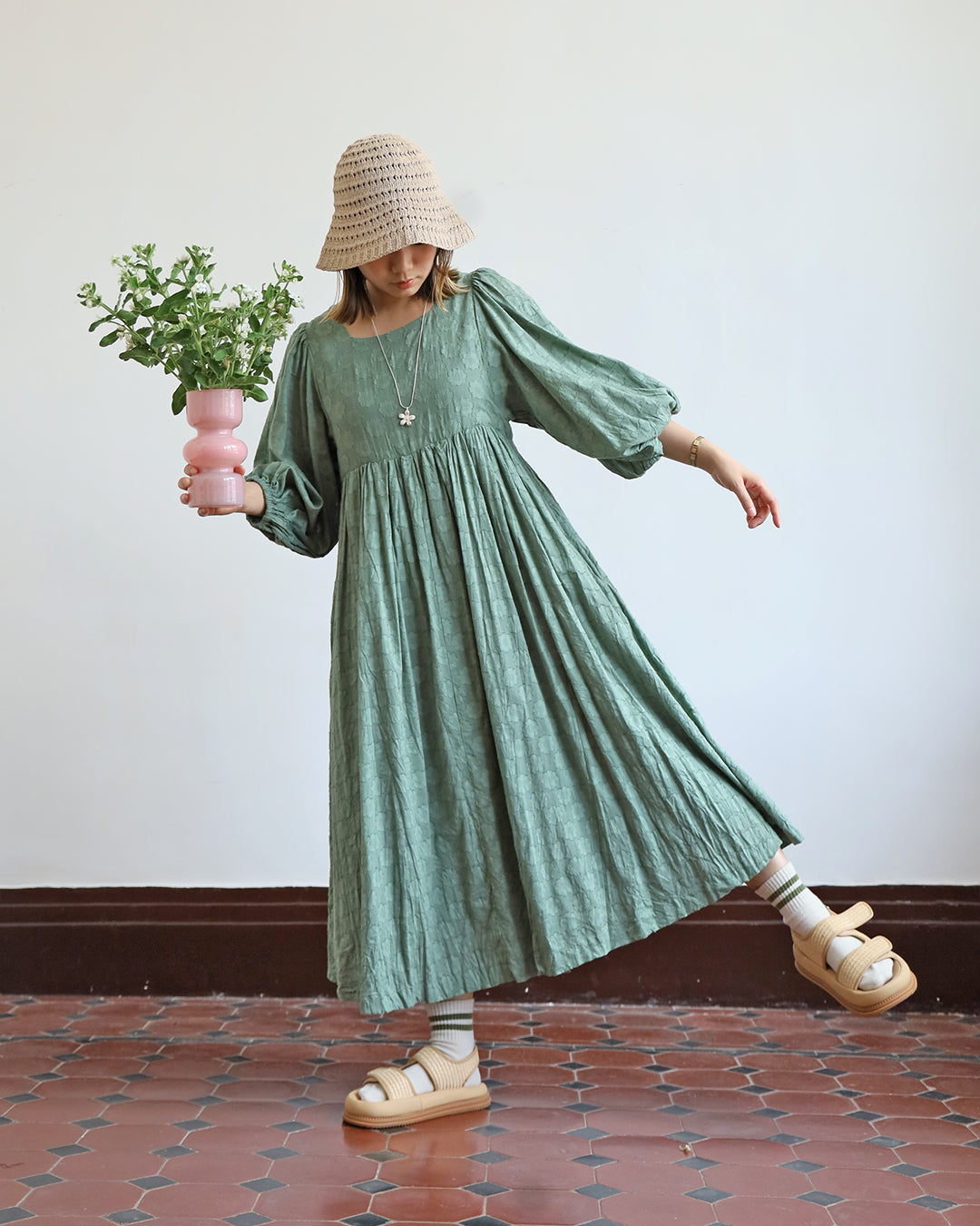 Floral Texture Fabric Dress