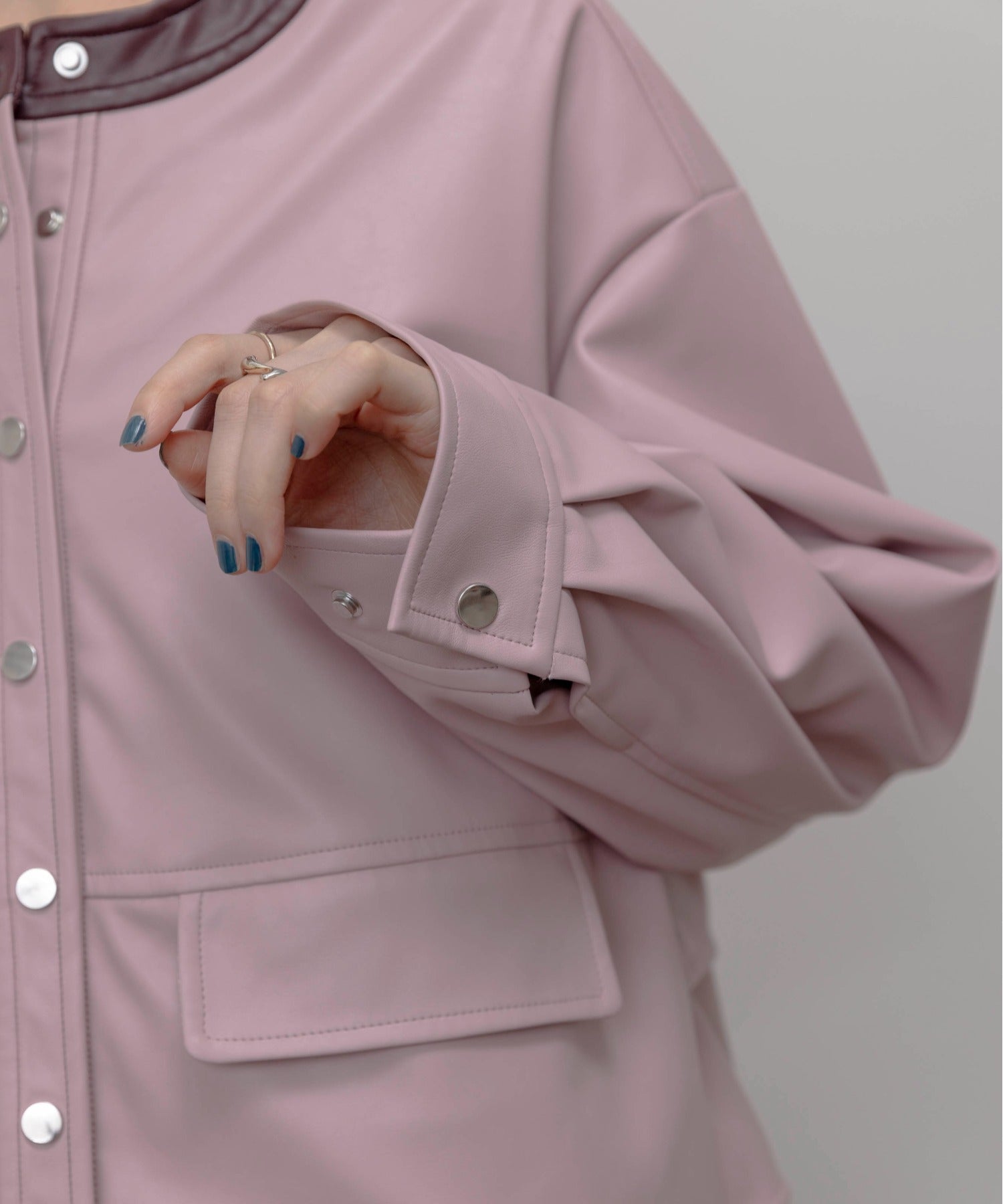 Faux Leather Ruffle Layer Jacket (3 Colors)