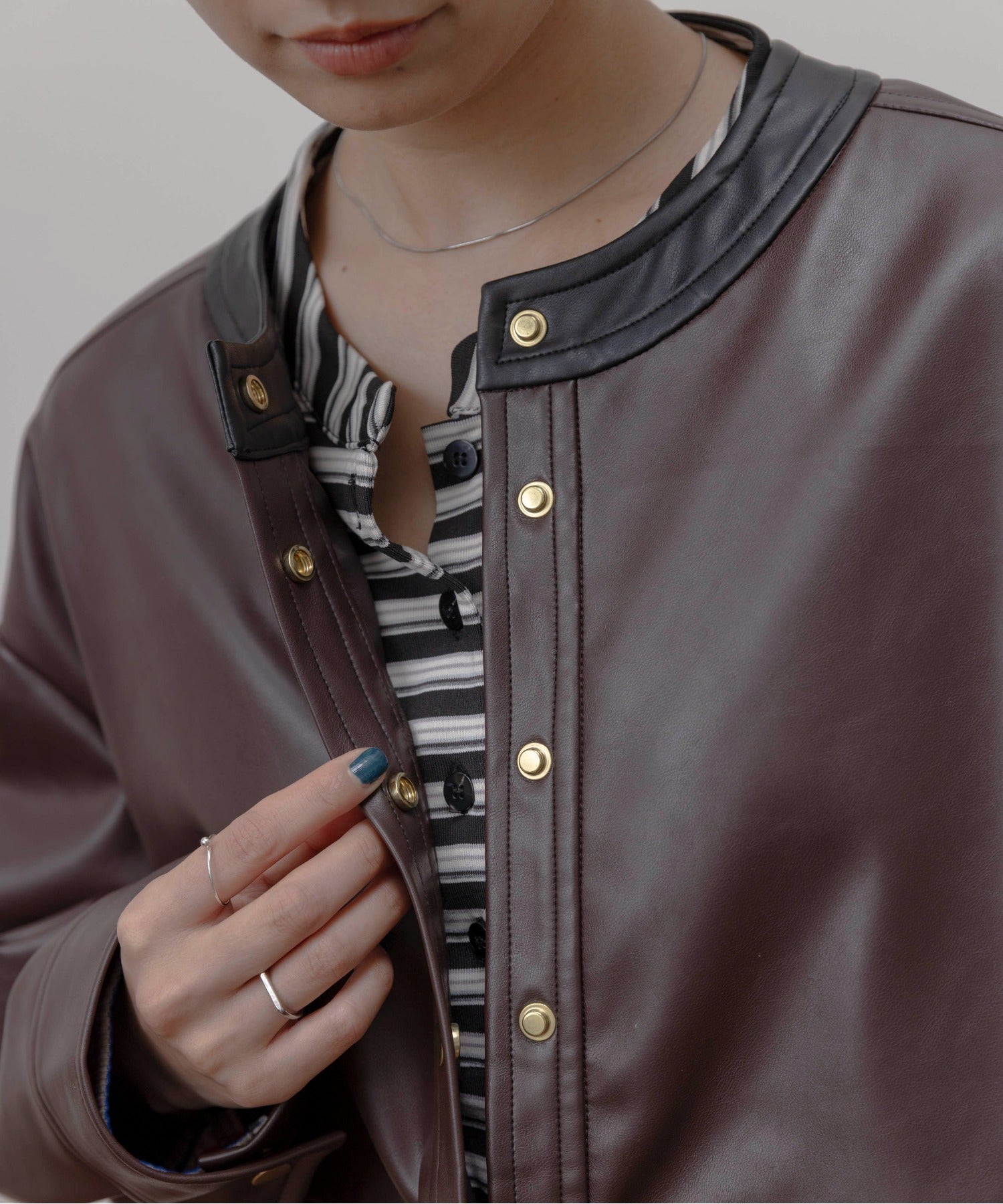 Faux Leather Ruffle Layer Jacket (3 Colors)