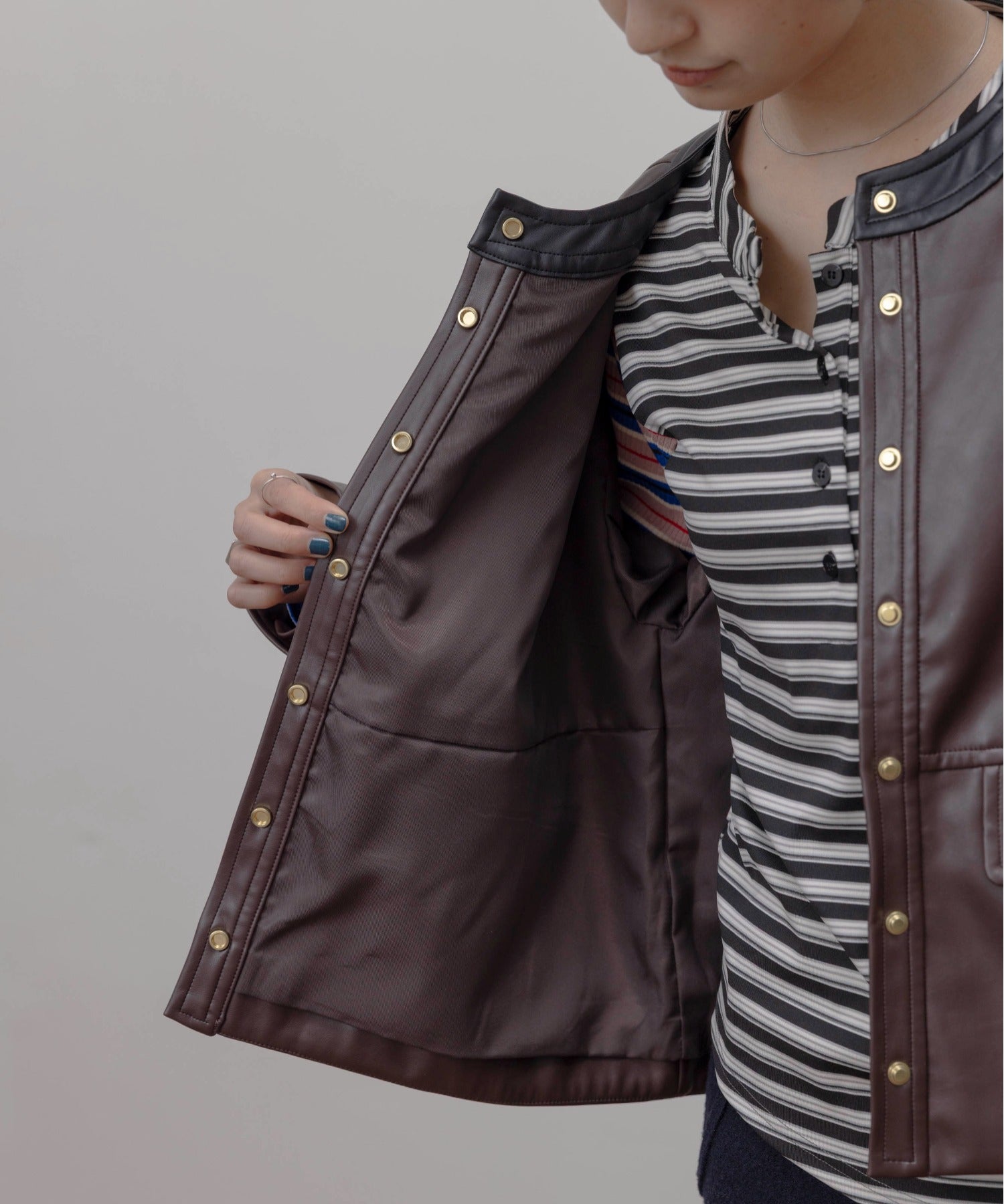 Faux Leather Ruffle Layer Jacket (3 Colors)