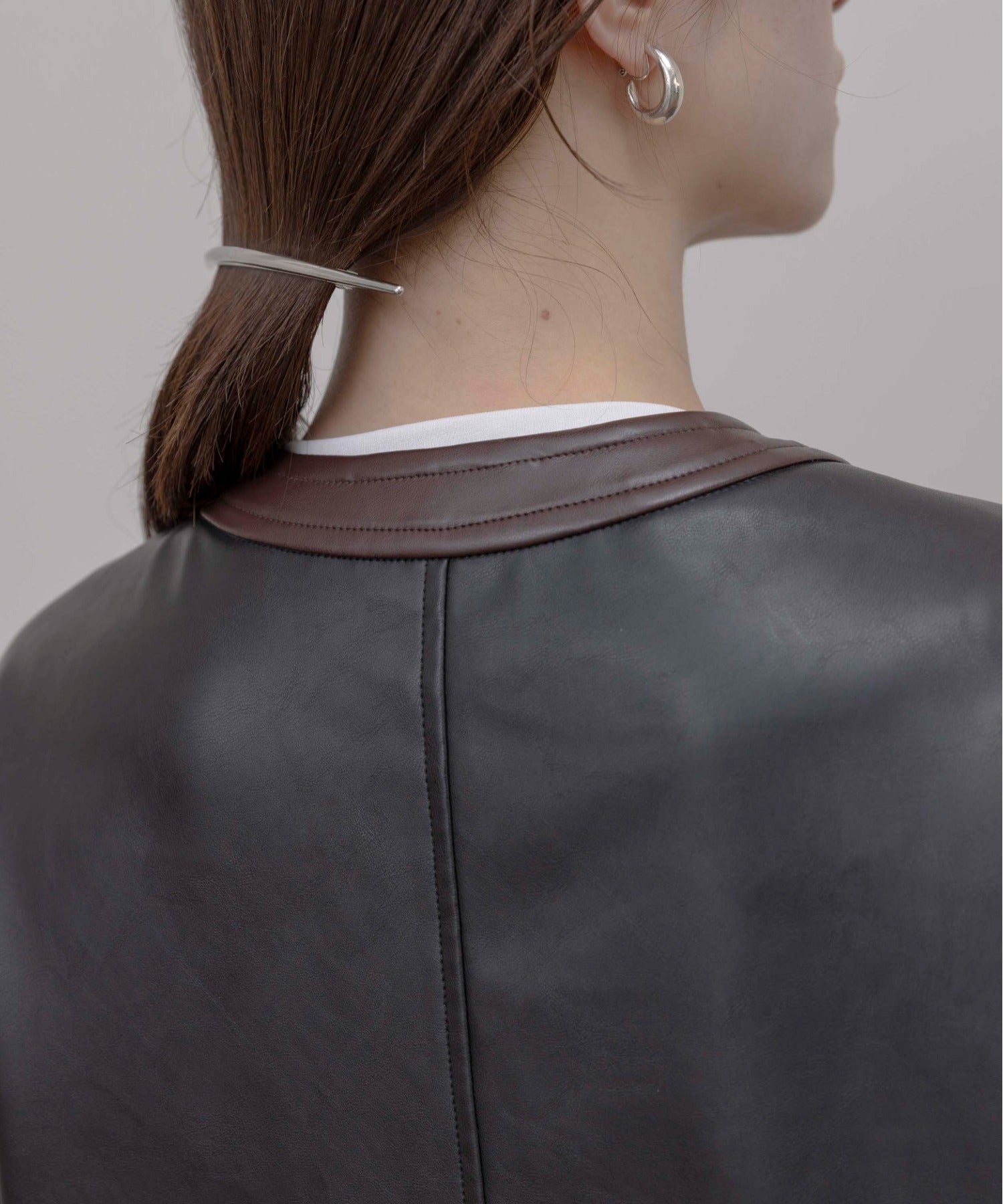 Faux Leather Ruffle Layer Jacket (3 Colors)
