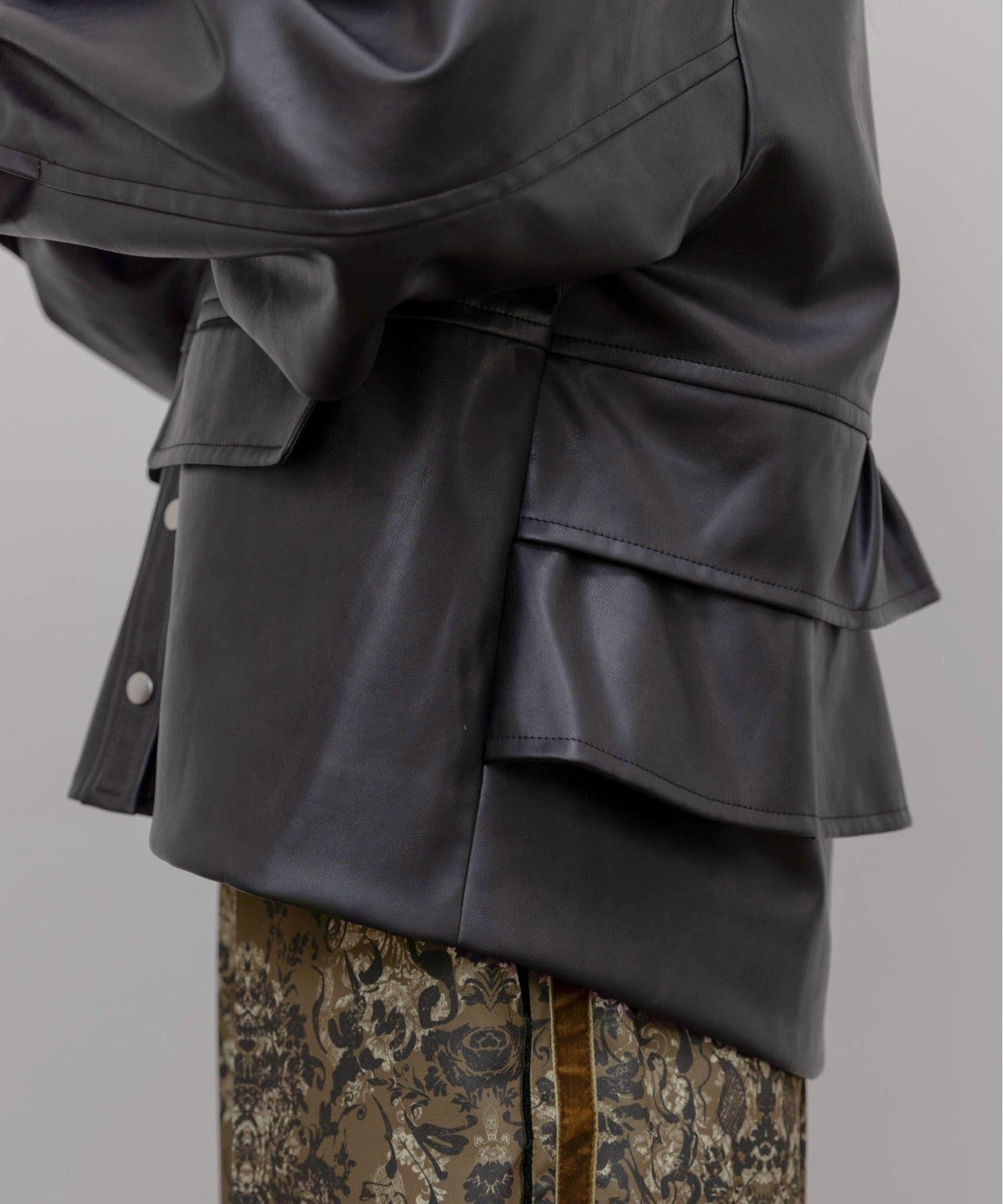 Faux Leather Ruffle Layer Jacket (3 Colors)