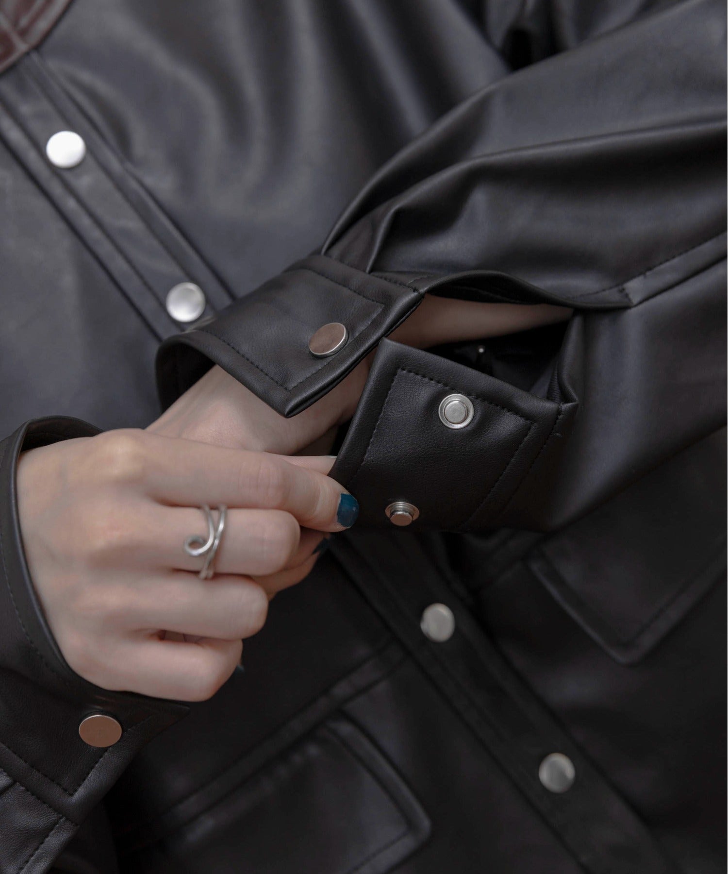 Faux Leather Ruffle Layer Jacket (3 Colors)