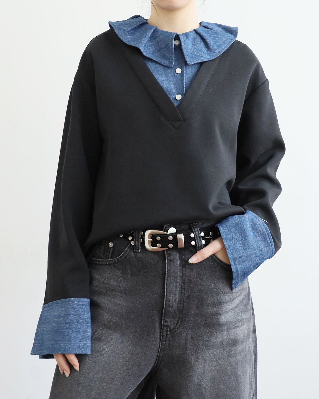 2 in 1 Ruffle Collar Sweatshirt (2 Colors)