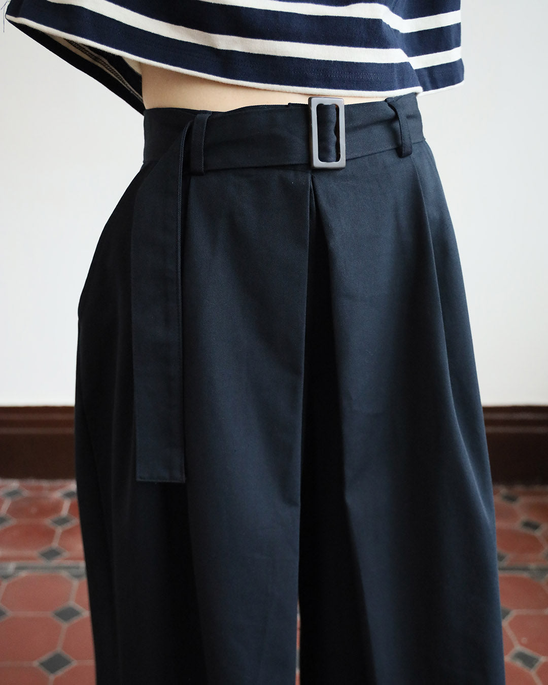 Front Pleated Culottes w/ Belt (2 color)