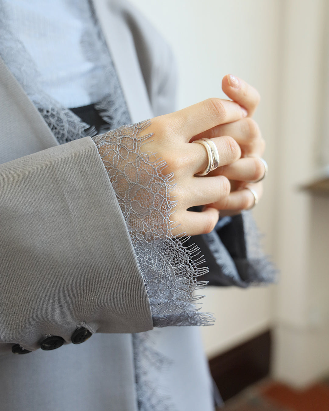 Lace Trimmed Blazer (3 color)