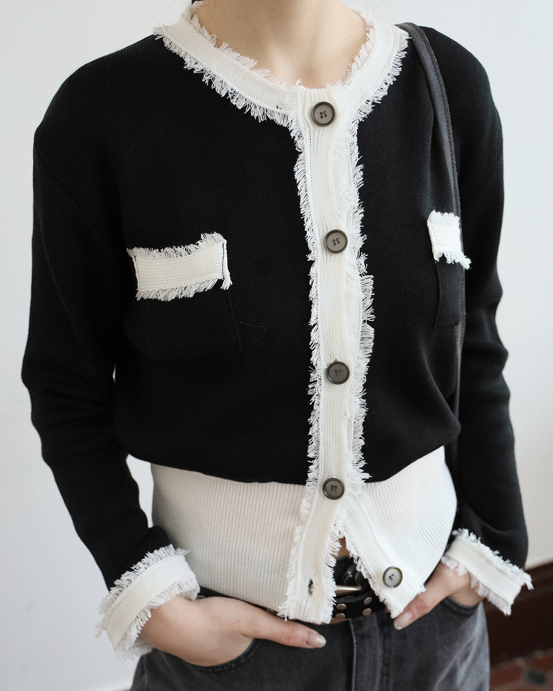 Contrast Trimmed Cardigan (2 Colors)