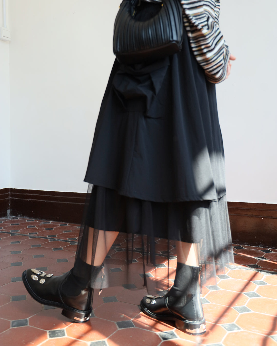 Side Pockets Skirt w/ Mesh Layer (2 color)