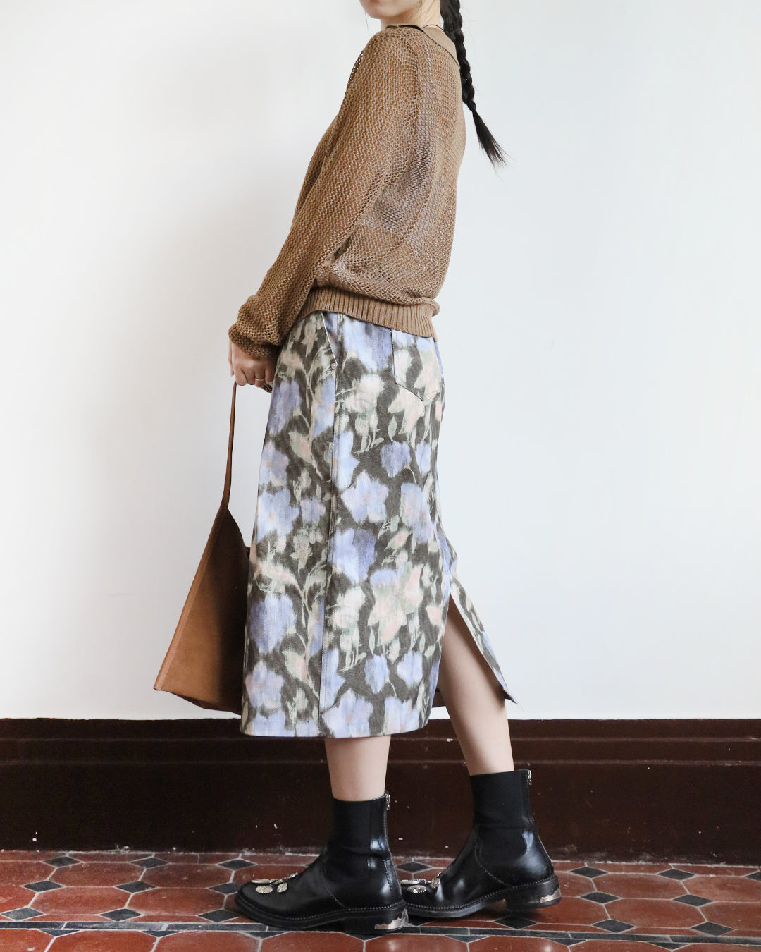 Floral Denim Skirt