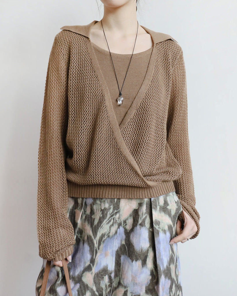 Mesh Layered Knit Top (2 Colors)