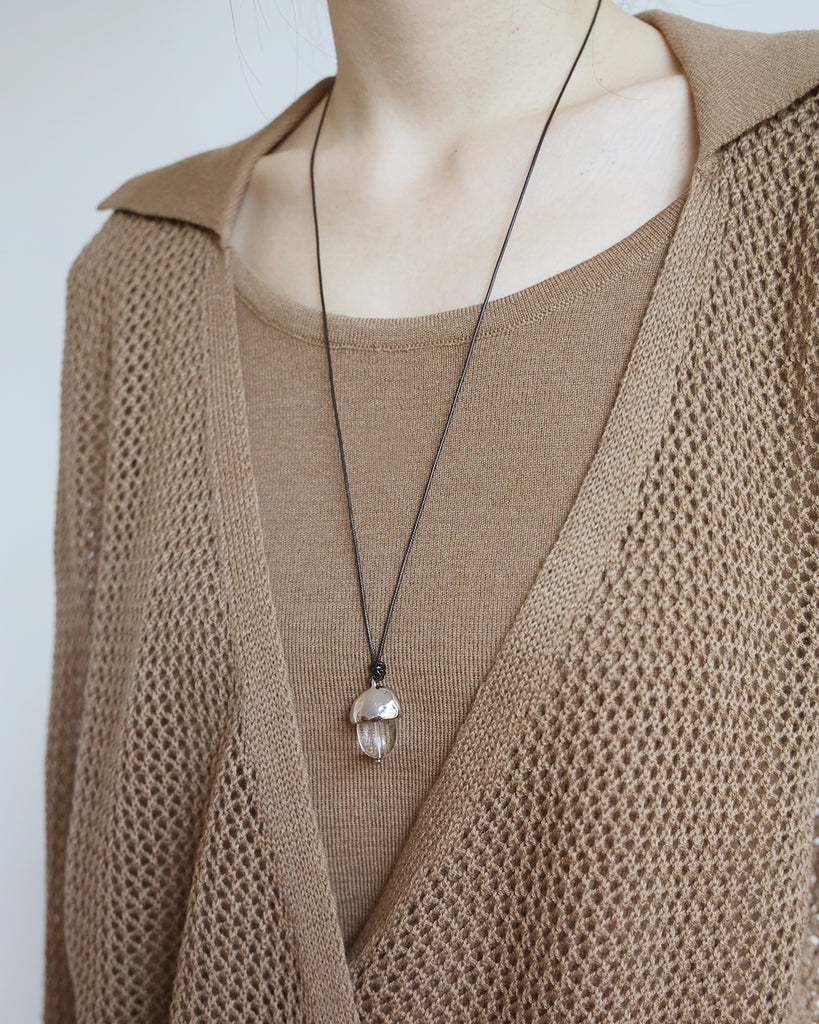 Clear Bead Long Cord Necklace