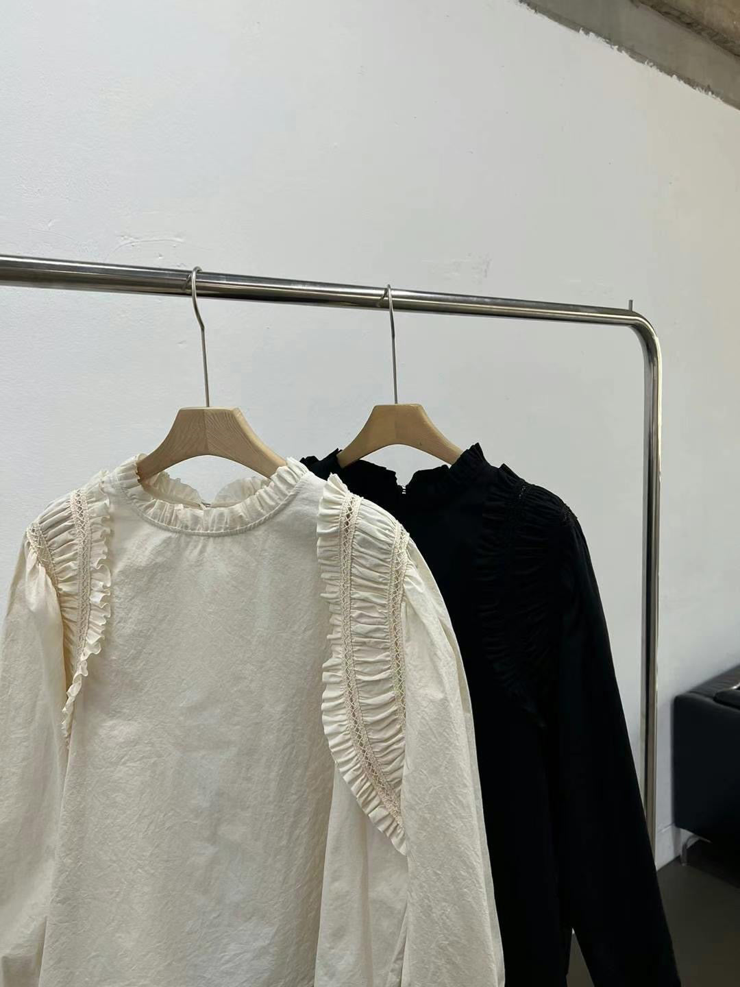 Ruffle Trimmed Blouse (2 color)