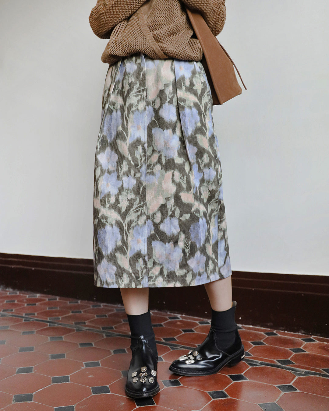 Floral Denim Skirt