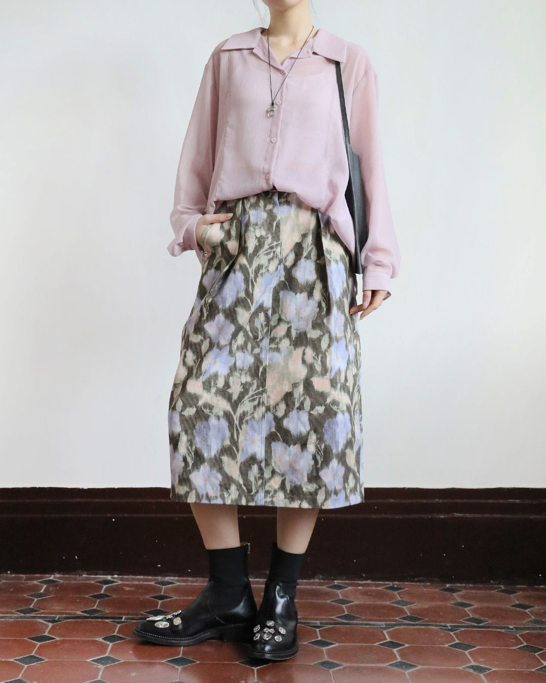Floral Denim Skirt