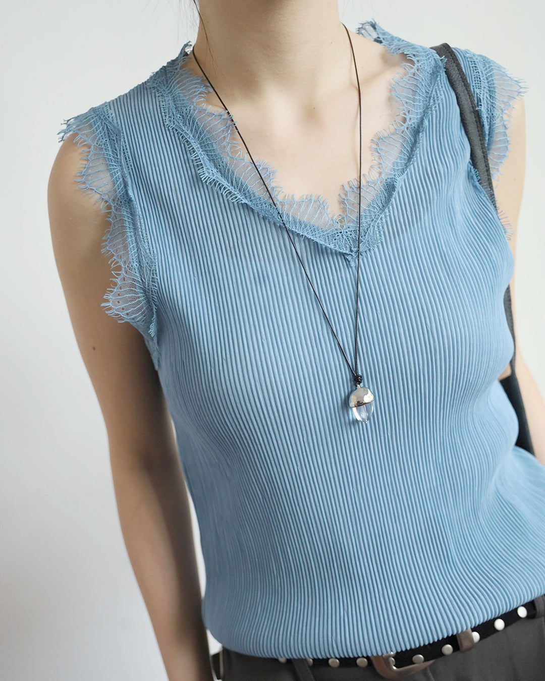 Clear Bead Long Cord Necklace