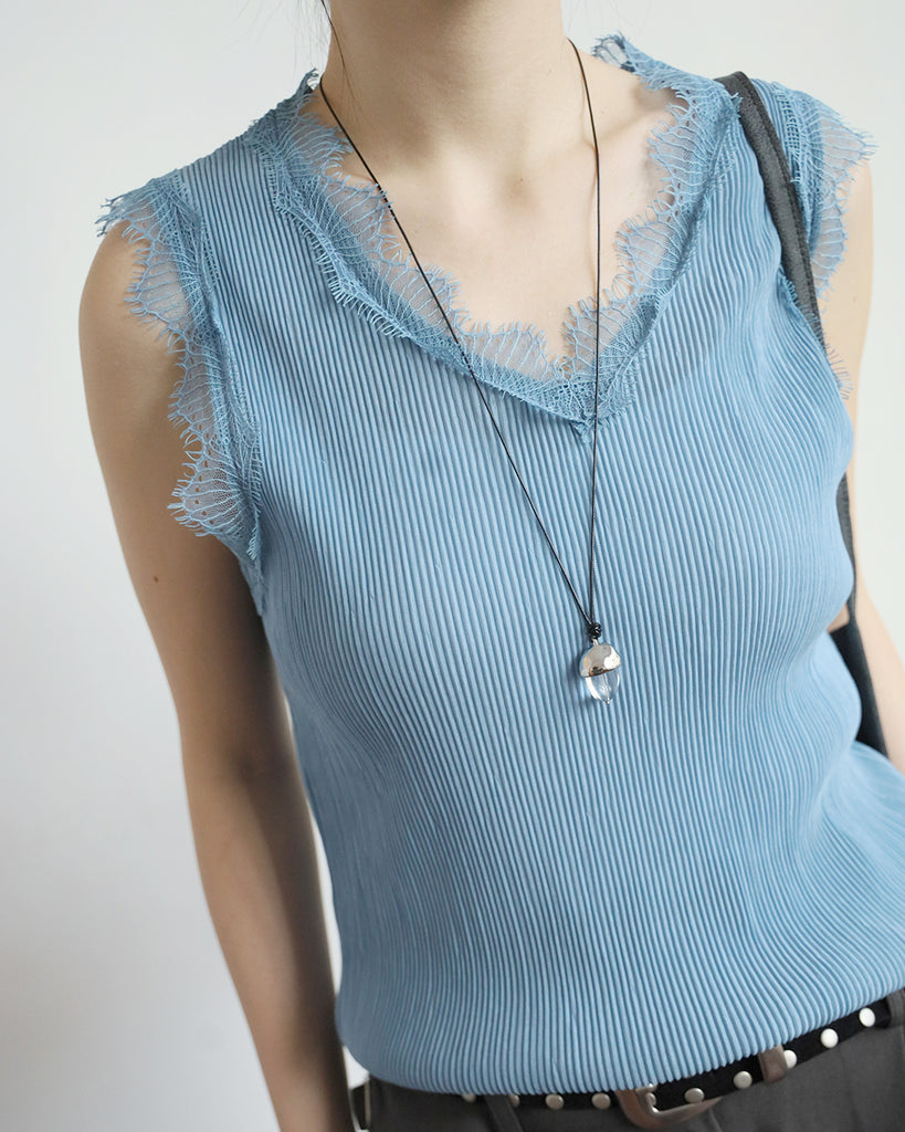 Lace Trim Pleated Vest (4 Colors)