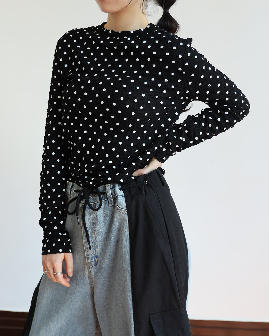 Polka Dots Crinkle Top (2 color)