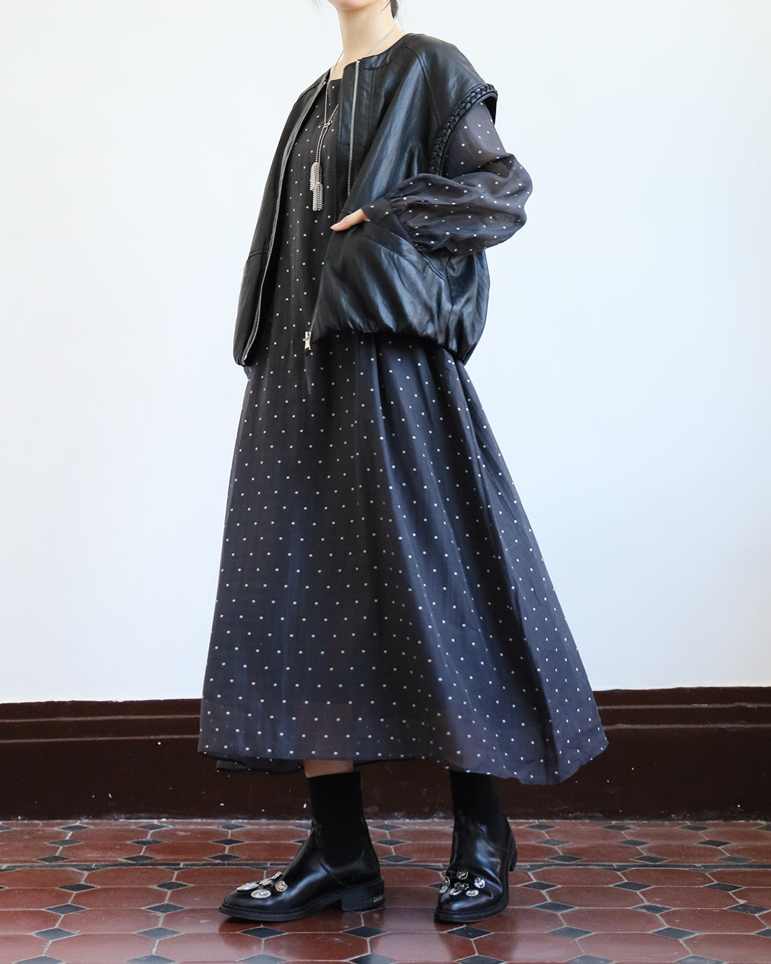 Polka Dot Silky Dress (2 color)