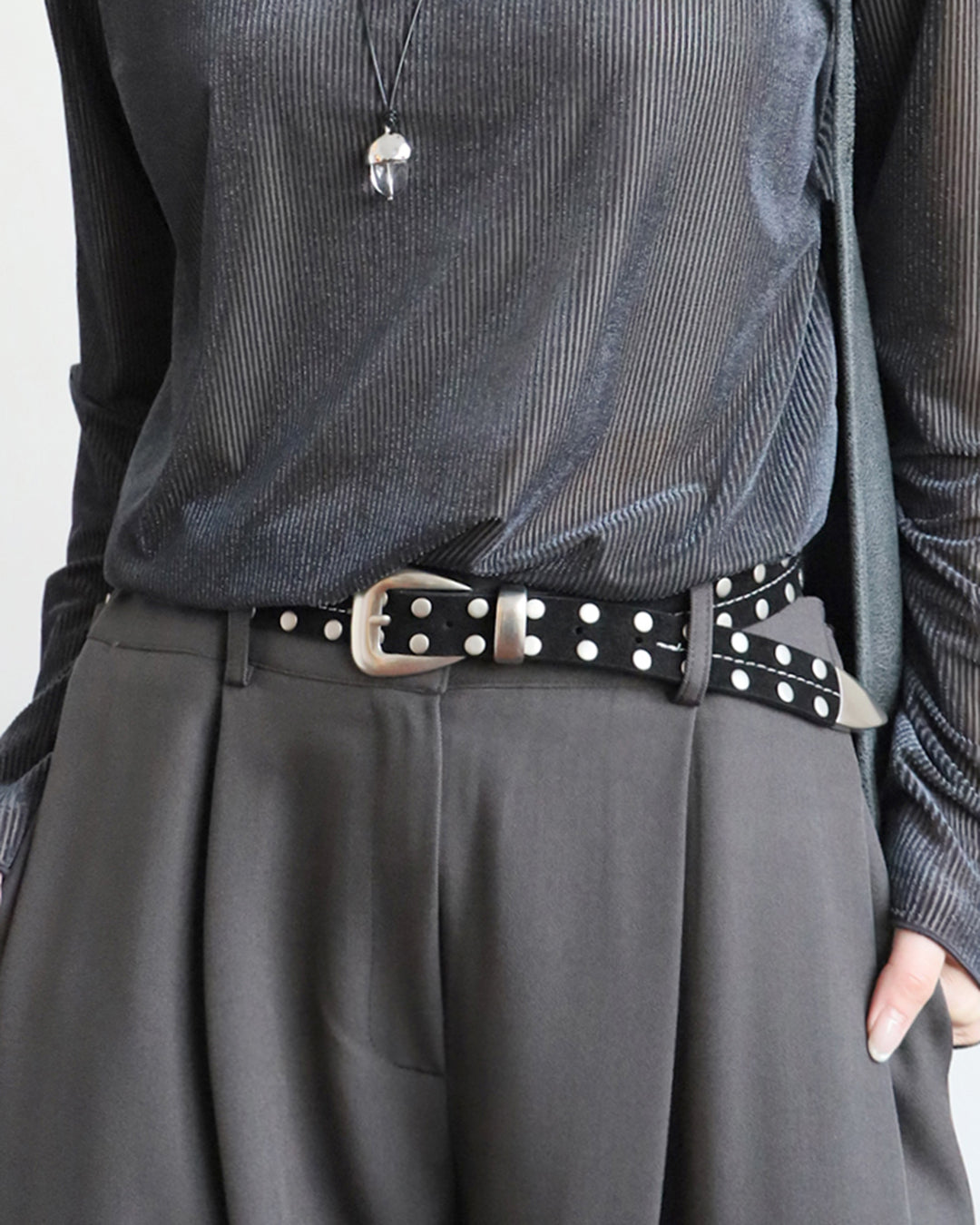 Studded Suede Belt (3 Color)