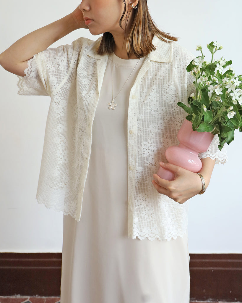 Lace Revere Collar Shirt (2 color)