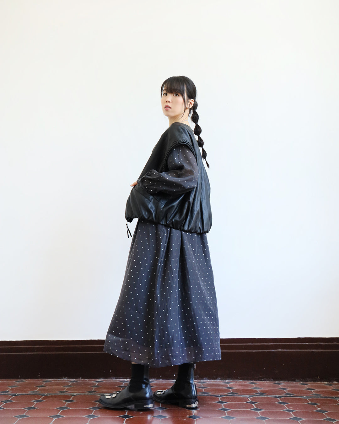 Polka Dot Silky Dress (2 color)