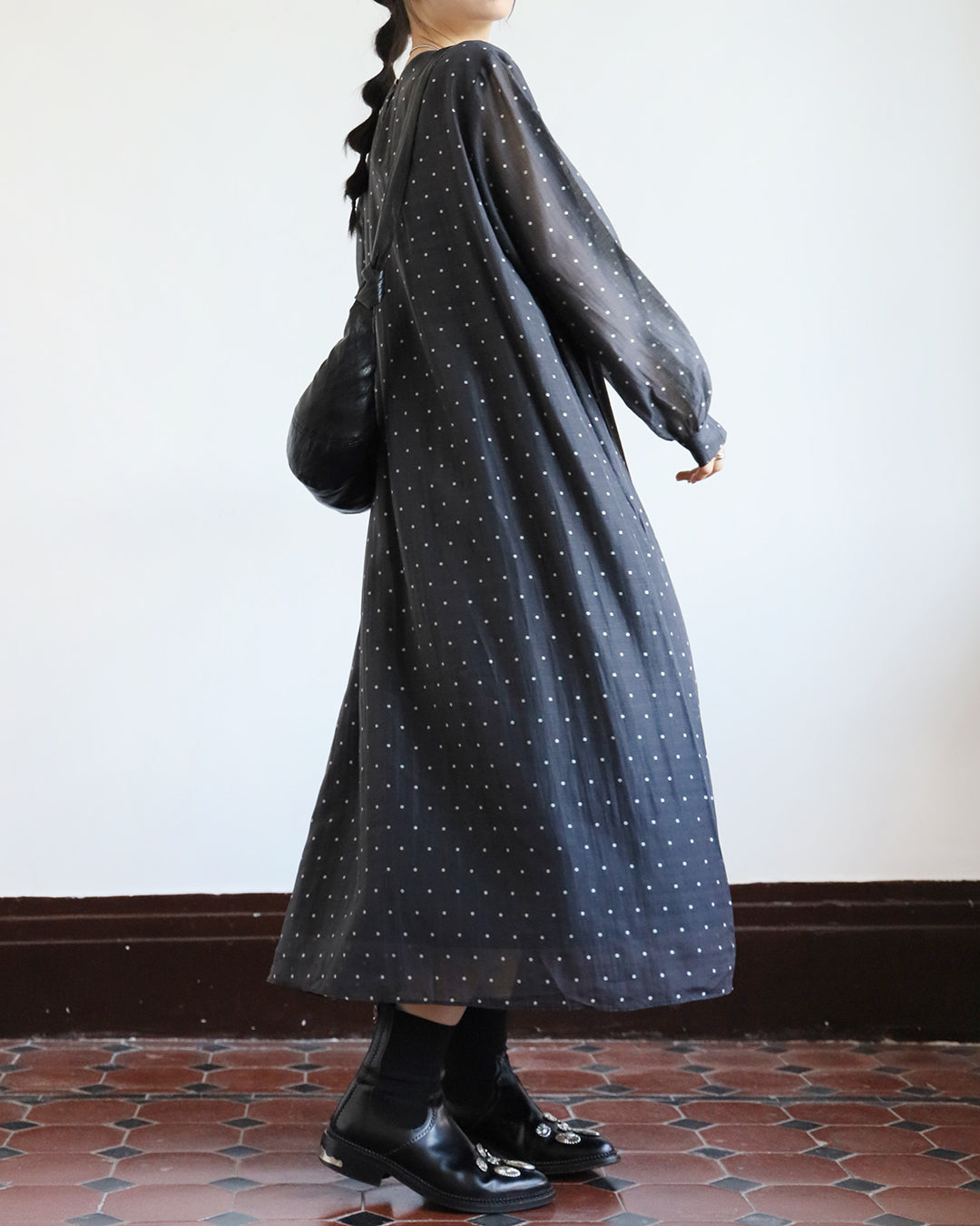 Polka Dot Silky Dress (2 color)