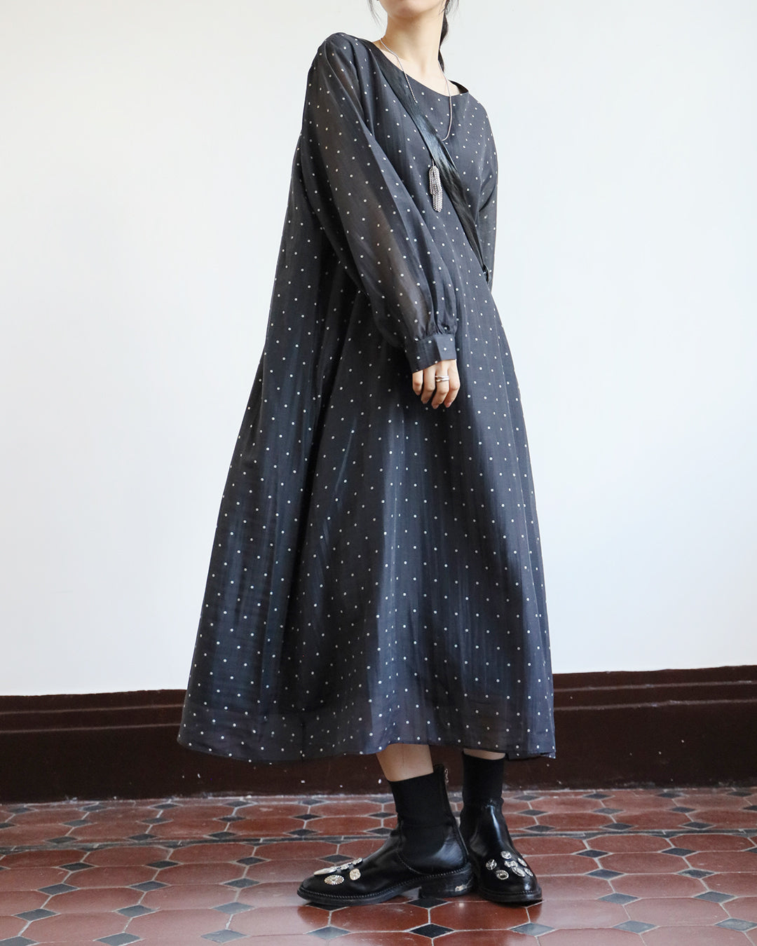 Polka Dot Silky Dress (2 color)