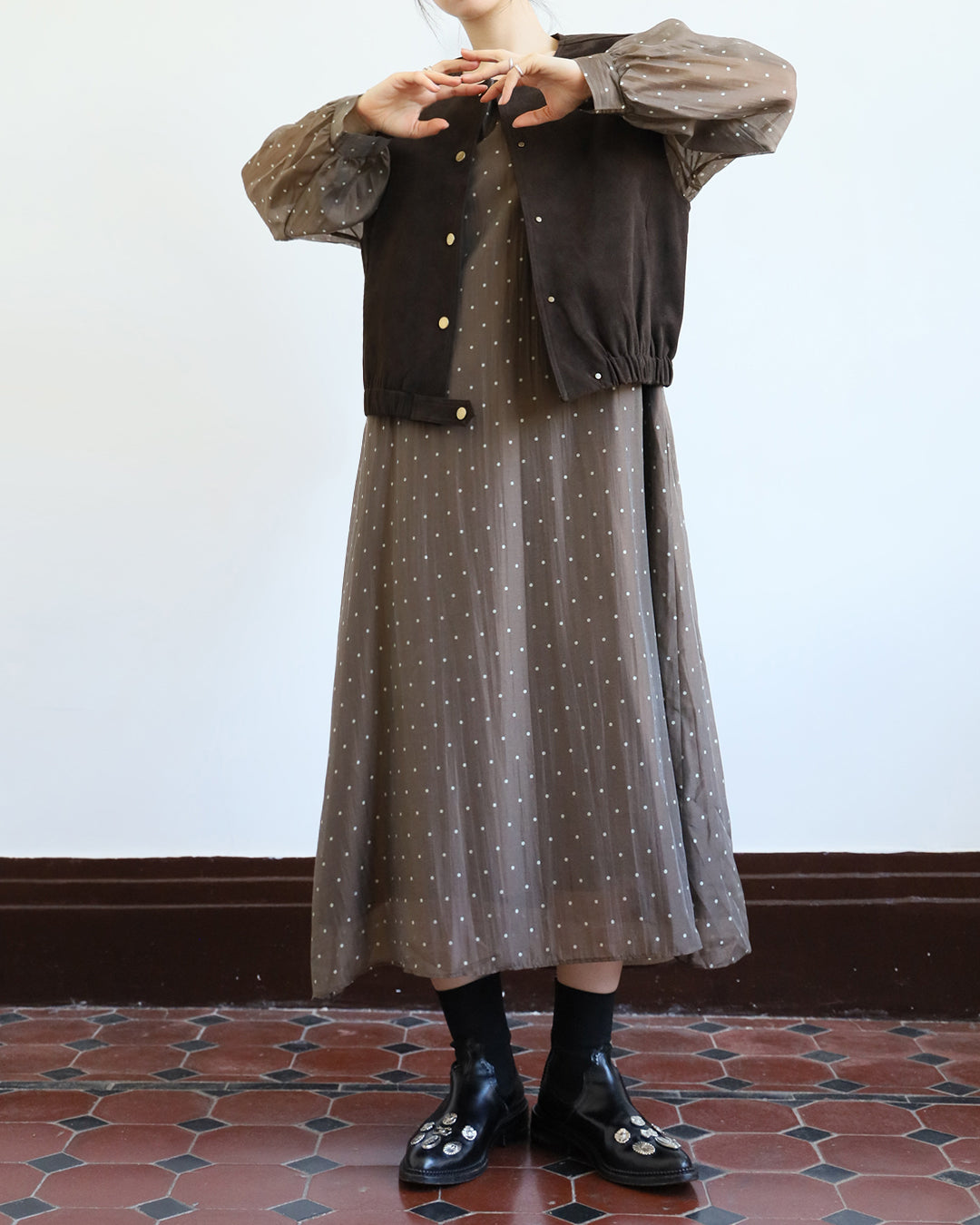 Polka Dot Silky Dress (2 color)