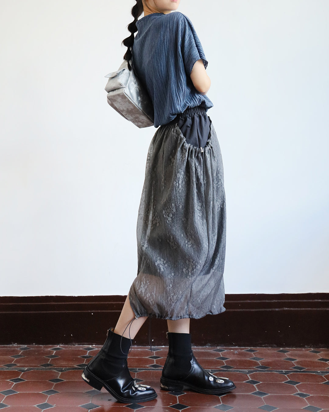 Floral Mesh Skirt  (2 color)