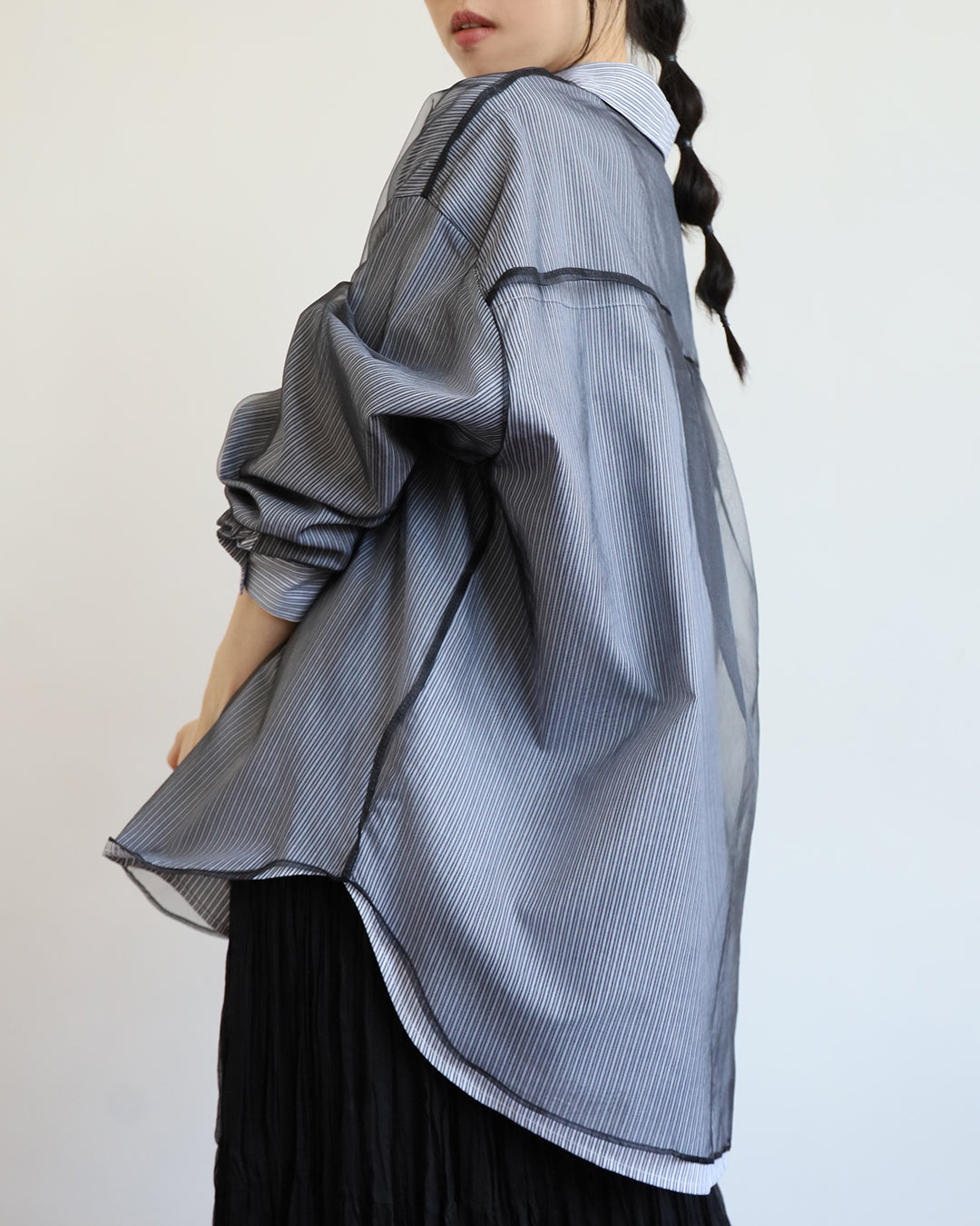 Mesh Layer Striped Shirt (2 color)
