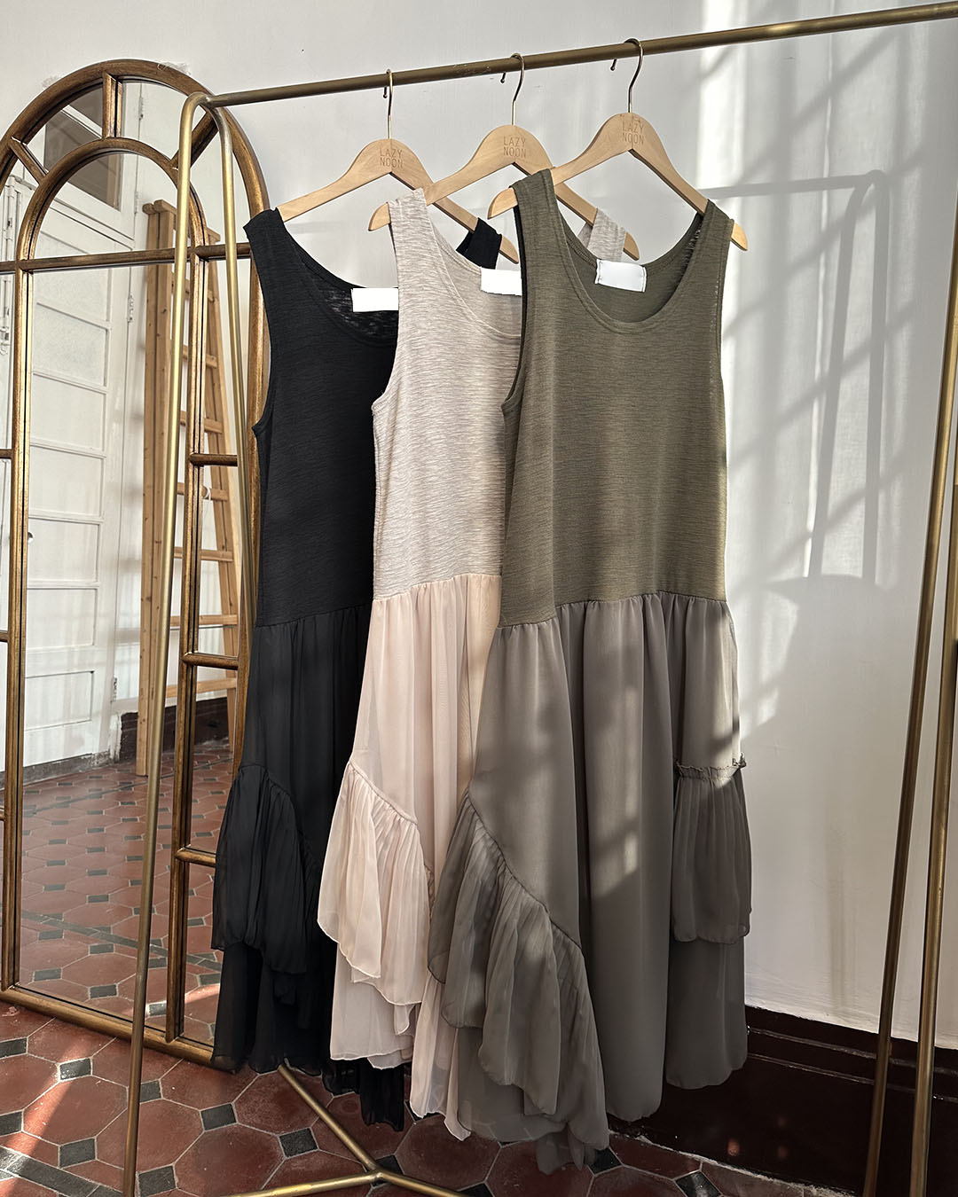 Asymmetric Ruffle Layer Dress (3 colors)