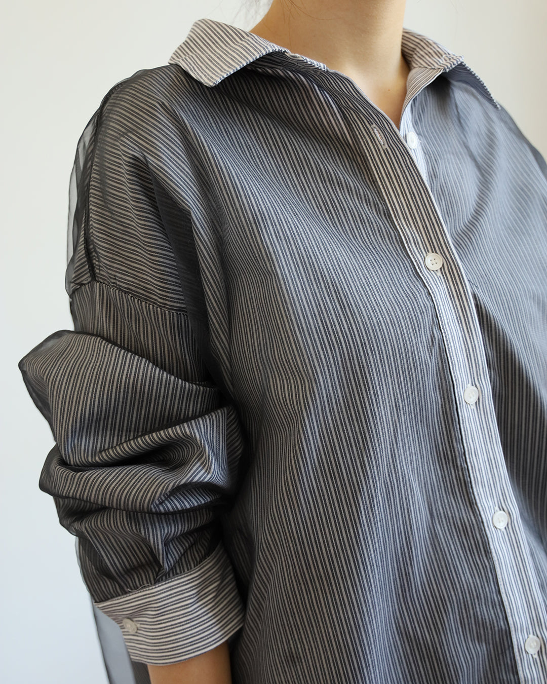 Mesh Layer Striped Shirt (2 color)